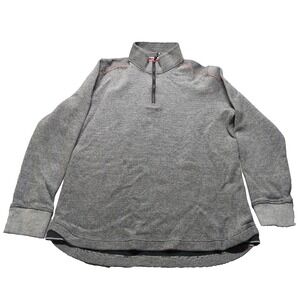 Robert Graham Mens‎ Knit Gray 1/4 Zip Sweater Long Sleeve Pullover Stripe Size L